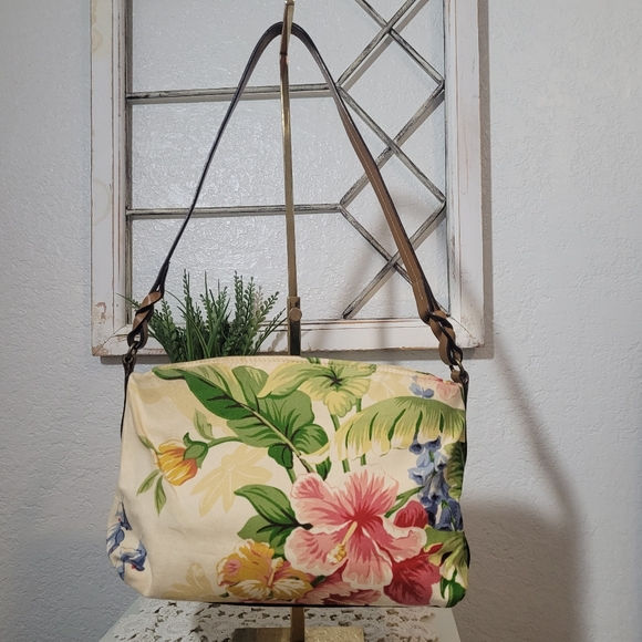 Fossil Handbags - Fossil Cream Floral Print Canvas Shoulder Bag